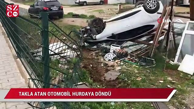 Takla atan otomobilden sağ çıktı