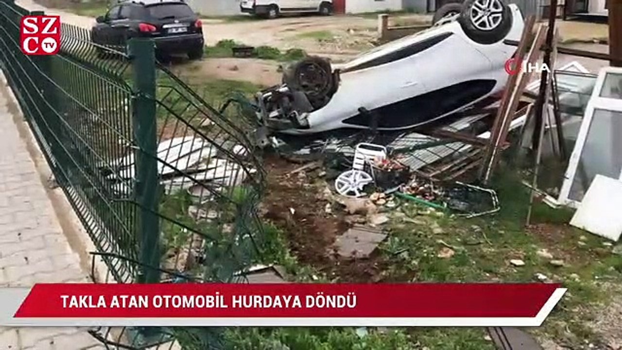 Takla atan otomobilden sağ çıktı