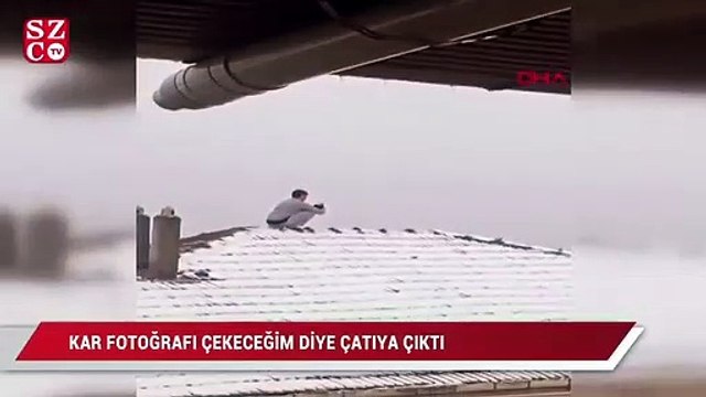 Esenler'de akılalmaz görüntü: Kar fotografı çekeceğim diye çatıya çıktı