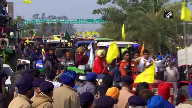 Farmers hold tractor rally at Chandigarh-Punjab border