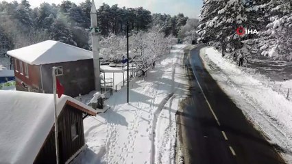 Kar altında kalan Kazdağları'nda kartpostallık görüntüler