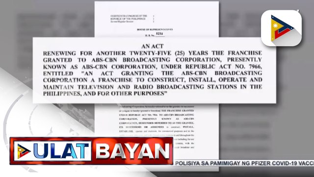 #UlatBayan | Pagbuhay sa prangkisa ng ABS-CBN, muling inihain ni Rep. Vilma Santos-Recto; Pangulong #Duterte, ‘di palulusutin ang implementasyon ng prangkisa ng kumpanyang may utang pa sa gobyerno