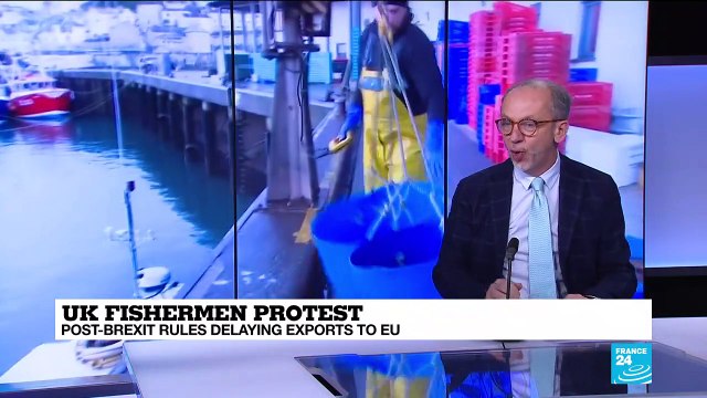 UK fishermen protest against post-Brexit rules delaying exports to EU