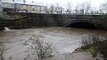 Fast flowing water in the River Calder