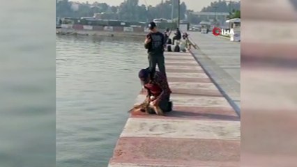 Oltasına martı takıldı ne yapacağını şaşırdı