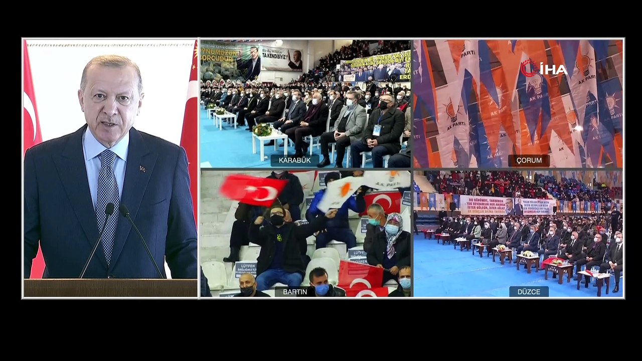 Cumhurbaşkanı Erdoğan, AK Parti 7. Olağan Düzce, Çorum, Amasya, Bartın, Karabük İl Kongrelerine video konferans ile bağlandı