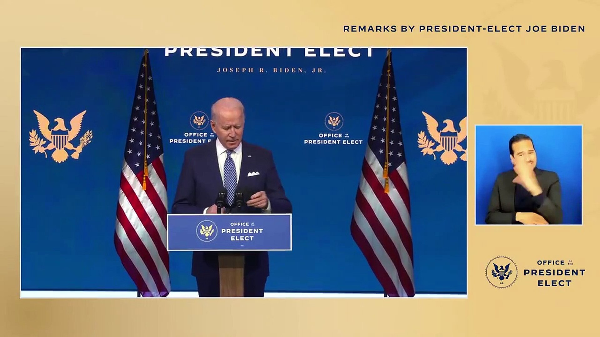 ⁣LIVE - Remarks by President-elect Joe Biden