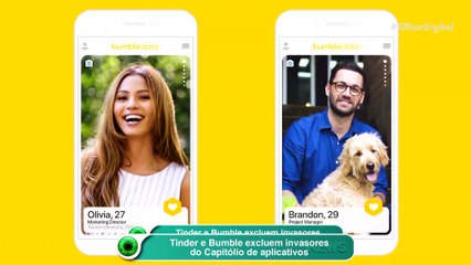 Tinder e Bumble excluem invasores do Capitólio de aplicativos