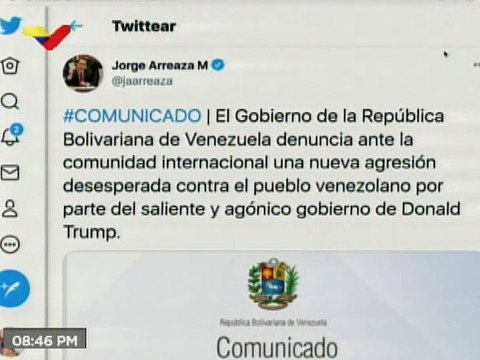 Venezuela denuncia ante comunidad internacional nueva agresión del gobierno saliente de Donald Trump