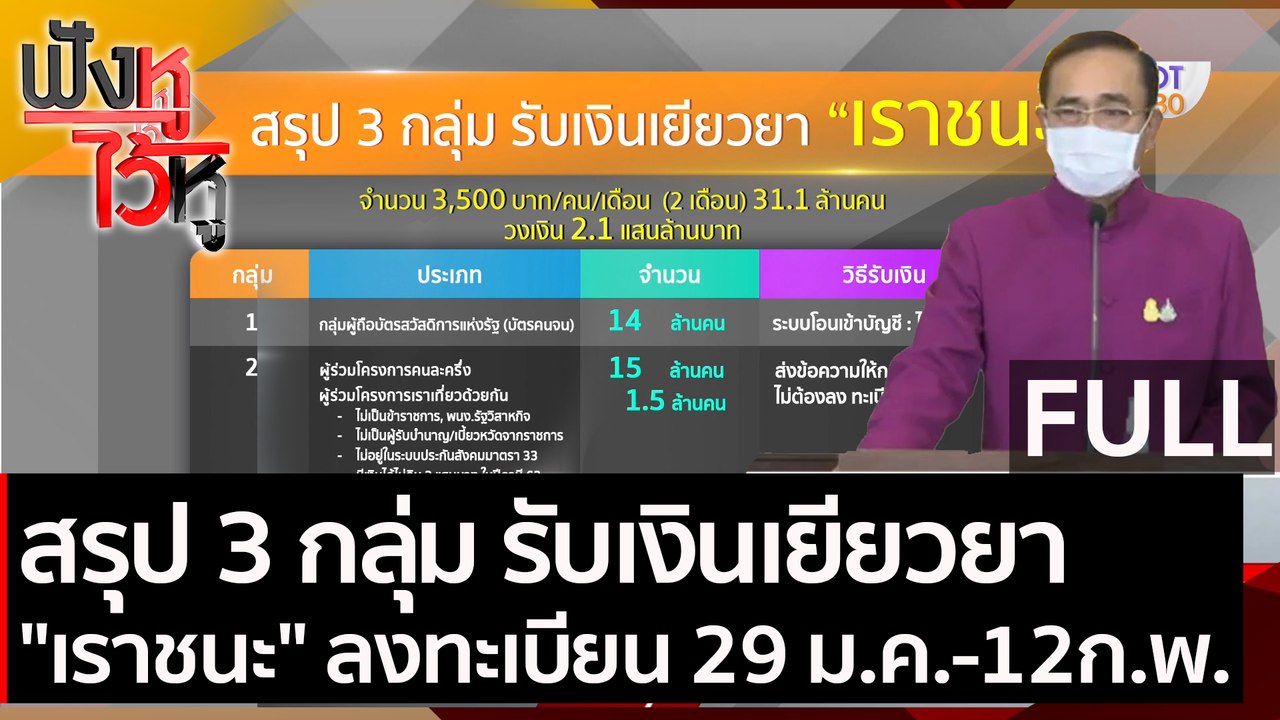 (คลิปเต็ม) สรุป 3 กลุ่ม รับเงินเยียวยา "เราชนะ"...
