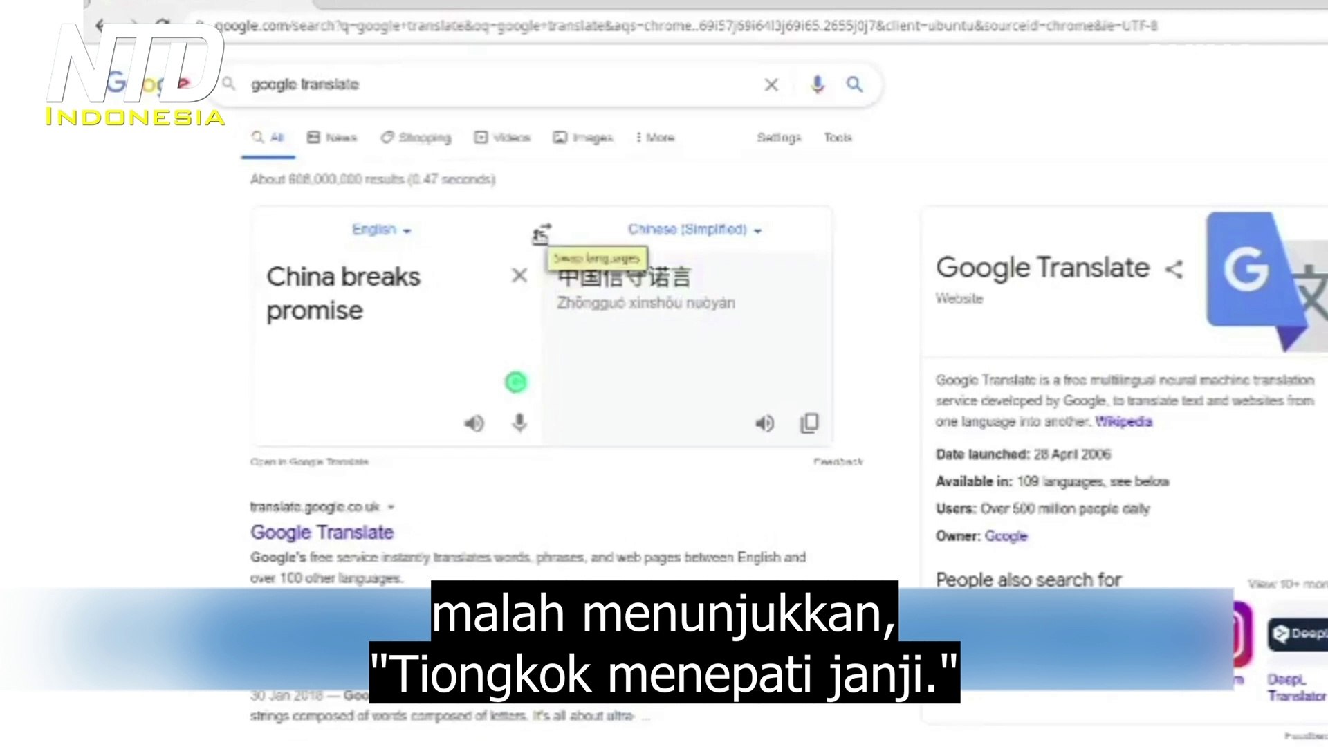 ⁣Google Translate Mengubah Makna Cuitan Pompeo, dalam Bahasa Mandarin