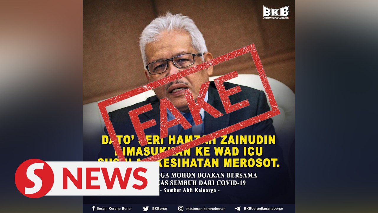 Covid-19: Home Minister Hamzah in stable condition, being treated at UMMC, says his office