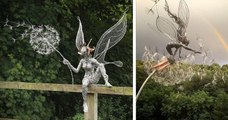 Ces sculptures de fées et de pissenlits très réalistes ont été confectionnées avec du fil de fer