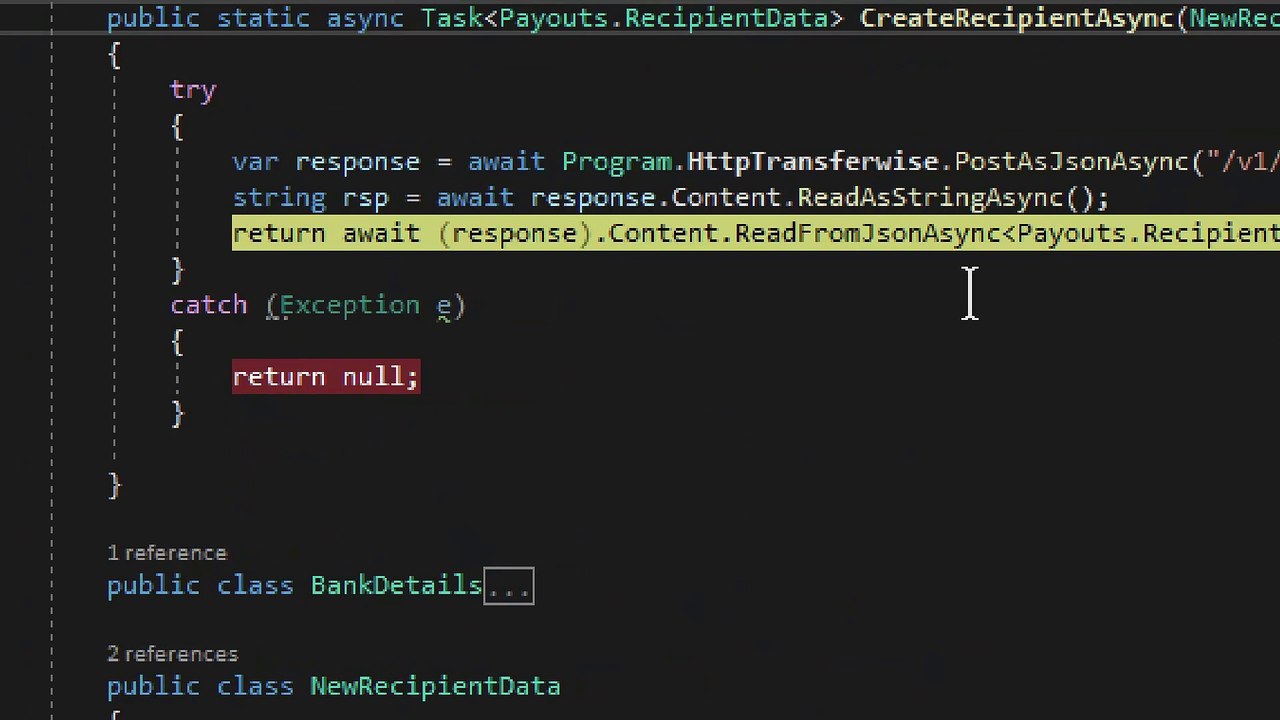 How to Setup Payouts using Transferwise in C#
