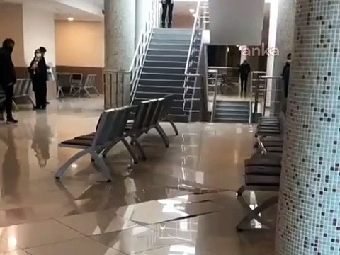 İstanbul Anadolu Adliyesi B Blok zemin katından gelen seslerin ardından zeminde çatlamalar oldu