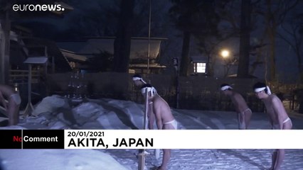 Japan: Priests pour icy water over themselves as part of annual ritual