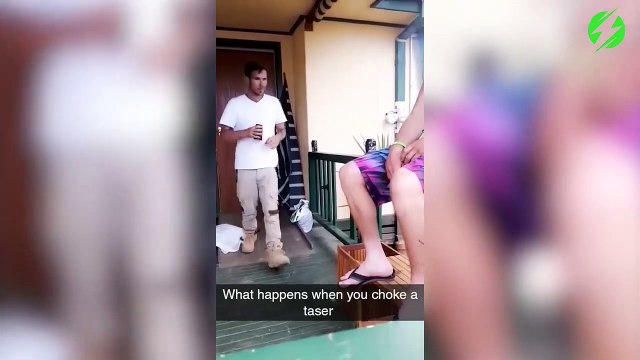 Allumer sa cigarette avec un taser... Mauvaise idée