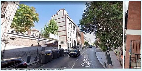 L'avant-après de l'immeuble ravagé par l'explosion à Madrid