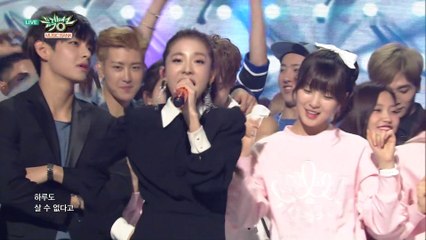 [ENG] OH MY GIRL - Ending + Jinusean's Tell Me One More Time (Music Bank 2015.05.01)