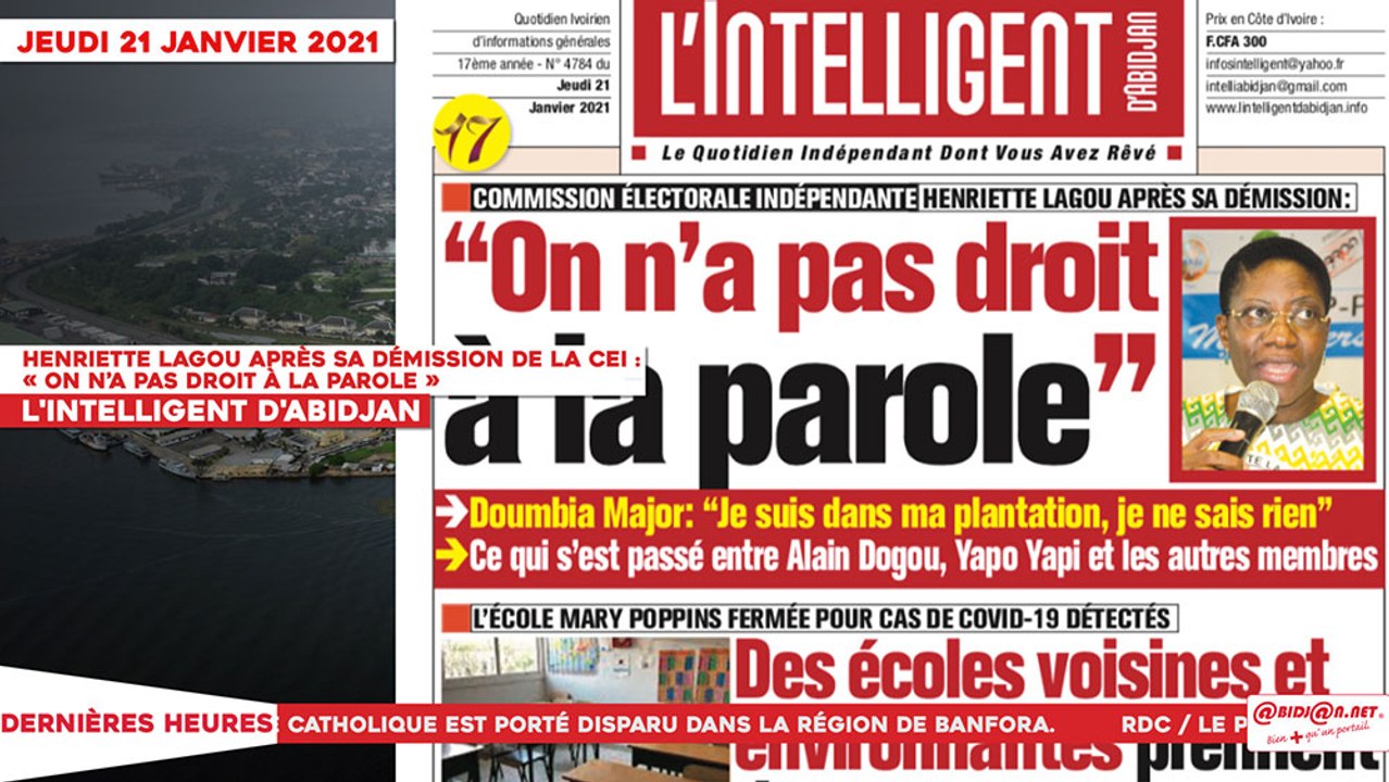 Le Titrologue du 21 Janvier 2021 : Henriette Lagou après sa démission de la CEI, « On n’a pas droit à la parole »