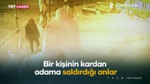 Kardan adama yumruklarla saldırdı, dengesini kaybedip düştü