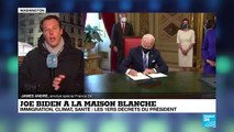 Joe Biden à la Maison Blanche, s'attèle à la lutte contre la pandémie