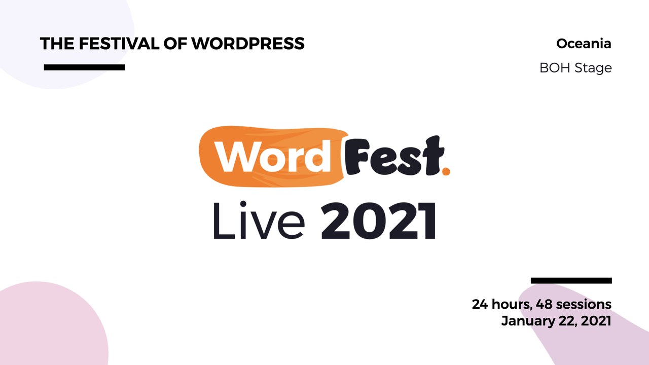 WordFest Live 2021 - BOH Stage (Oceania)