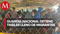 Rescatan a 128 migrantes centroamericanos que iban en tráiler en Veracruz