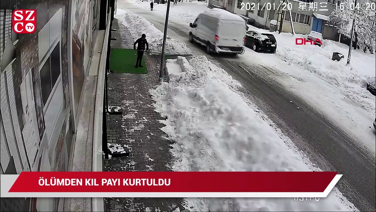 İşyerinin önünü temizlerken ölümden kıl payı kurtuldu