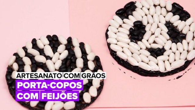 Artesanato com Grãos: Porta-copos com feijões