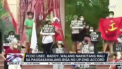 PCOO Usec. Badoy, walang nakikitang mali sa pagsasawalang-bisa ng UP-DND accord