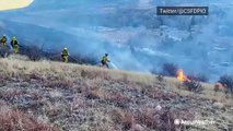 Firefighters battle large grassfire near Colorado neighborhood