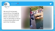 British Diplomat, Stephen Ellison, Chongqin Consul General Jumps Into River To Save A Drowning Woman In China