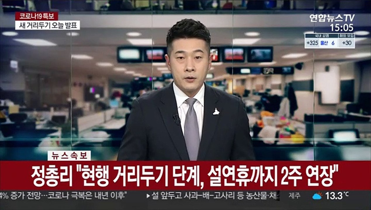 [속보] 정총리 "현행 거리두기 단계, 설연휴까지 2주 연장"