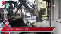 Arnavutköy’de kaldırım çöktü, bir bina boşaltılarak mühürlendi