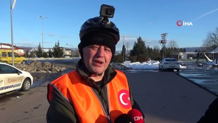 İstanbul'dan Ankara'ya pedal çeviren işçi, Düzce'ye ulaştı