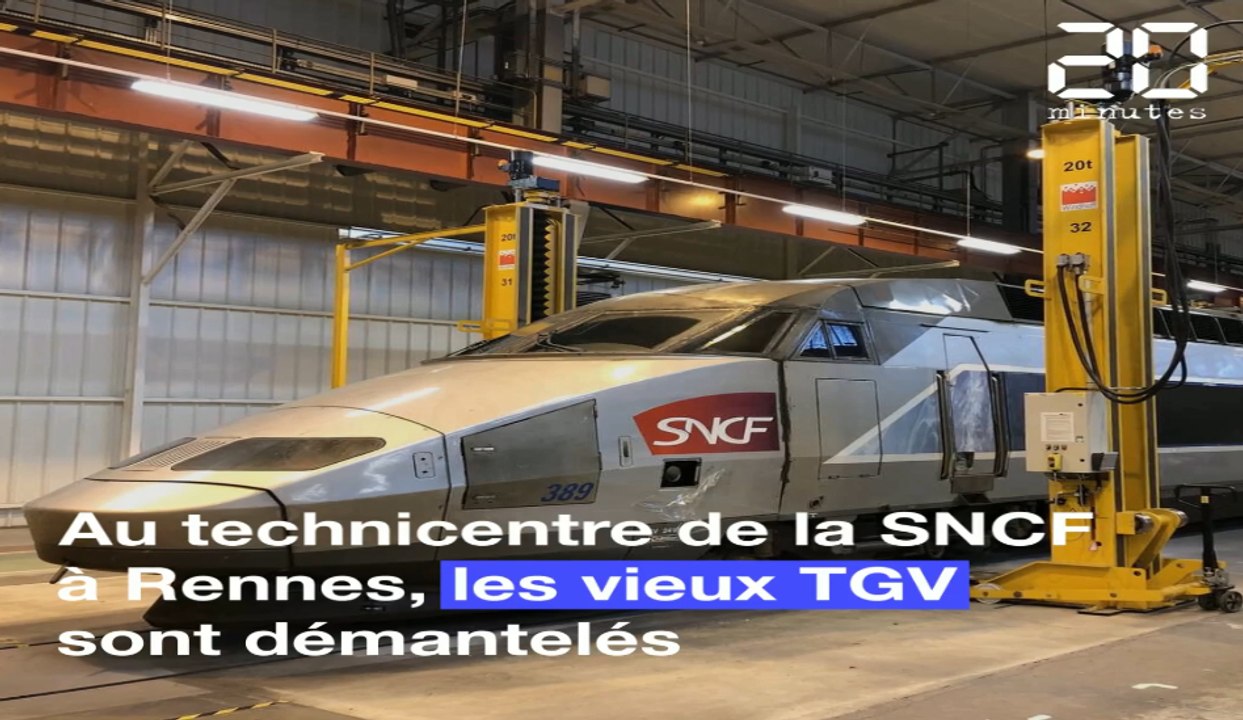 Au technicentre de la SNCF à Rennes, les vieux TGV se font désosser