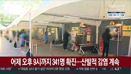 어제 오후 9시까지 341명 확진…산발적 감염 계속