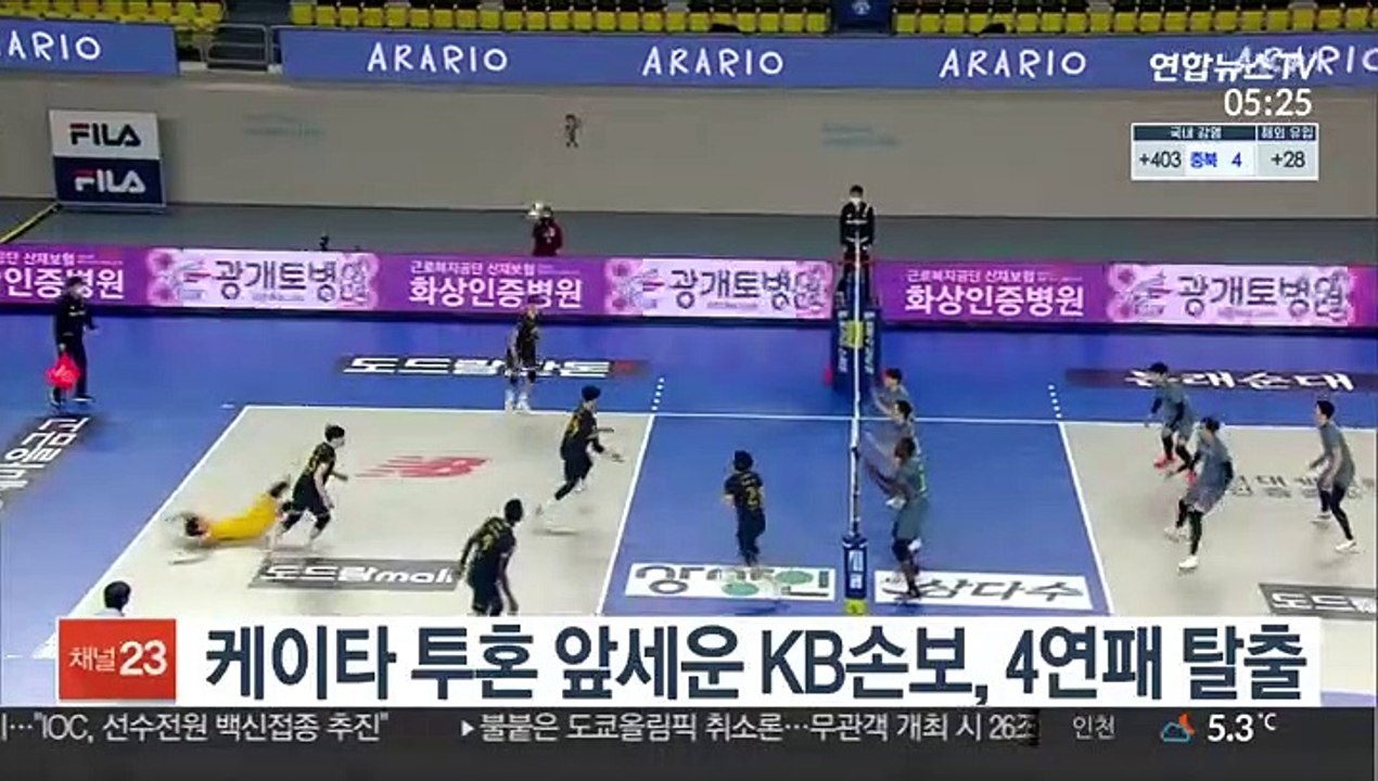 [프로배구] 케이타 투혼 앞세운 KB손보, 4연패 탈출