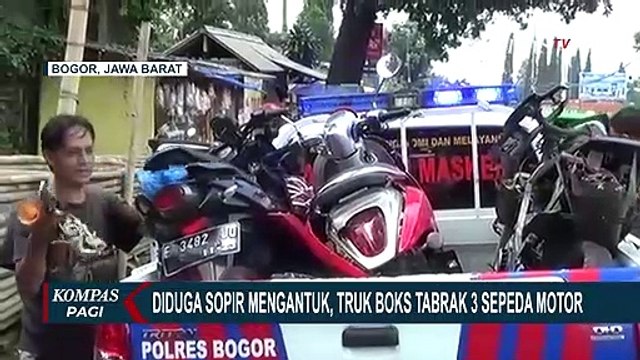 Diduga Sopir Mengantuk, Mobil Boks Tabrak 3 Motor Saat Mengarah ke Simpang Gadog