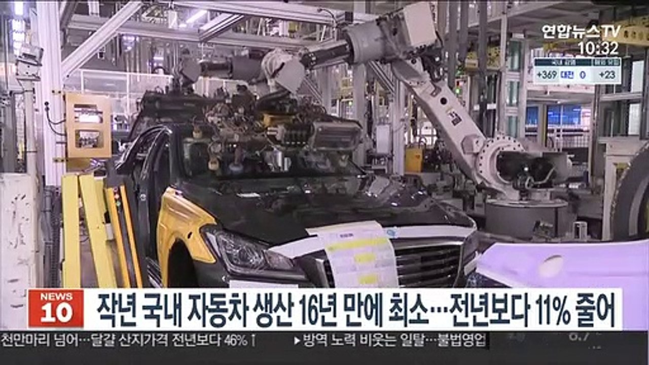 작년 국내 자동차 생산 16년 만에 최소…전년보다 11% 줄어