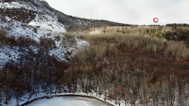 Karagöl Tabiat Parkı beyaza büründü