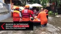 Banjir! BPBD Evakuasi Ibu dan Bayi di Jatibening Permai Bekasi