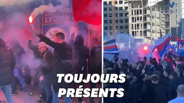 ASSE-OL: les supporters lyonnais encouragent leur équipe avant le derby, Covid ou pas