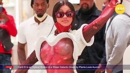 Cardi B Is an Optical Illusion in a Sheer Galactic Dress by Pierre Louis Auvray