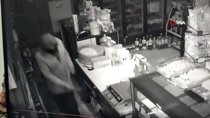İş yerine giren hırsız güvenlik kamerasında