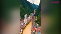 Bu kasabaya bayılacaksınız! Dağın eteklerinde ortasında da nehir geçiyor: Yanjin