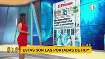Pamela Acosta leyendo las portadas del día en Buenos días Perú 20210125