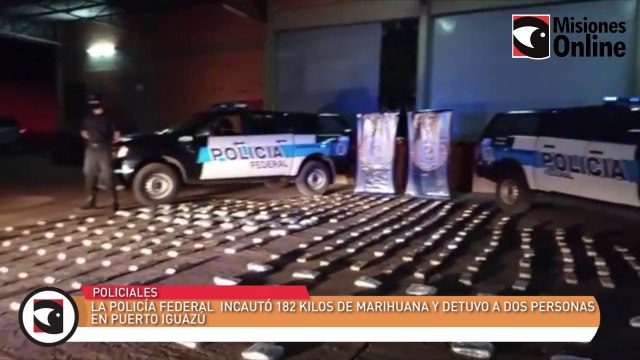 La Policía Federal incautó 182 kilos de marihuana y detuvo a dos personas en Puerto Iguazú