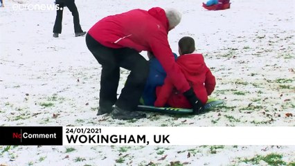 Britons break out sledges to enjoy snow during national lockdown
